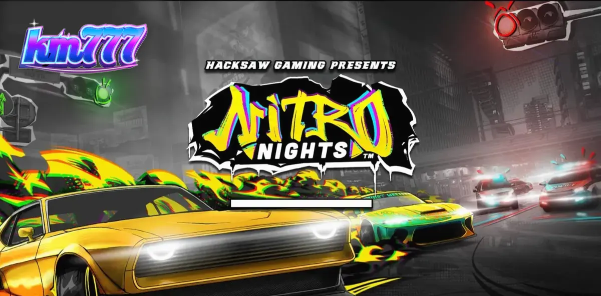 Tampilan visual slot Nitro Nights dengan tema balap jalanan neon